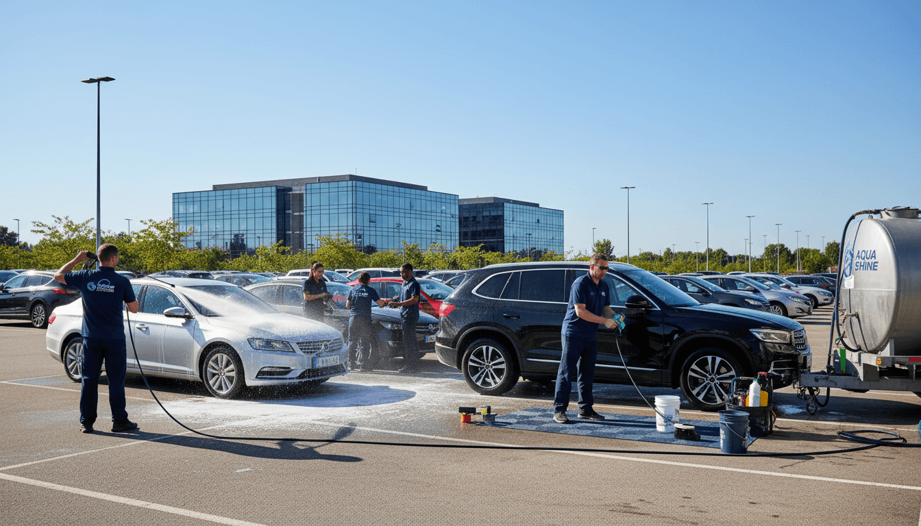 Fleet vehicles receiving scheduled maintenance